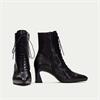 Hispanitas Atlanta Laced Heel Ankle Boot - Black Leather